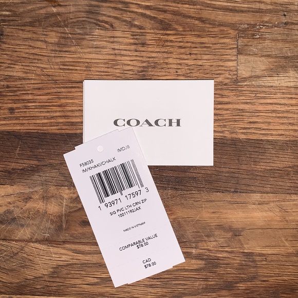 Coach brown and beige signature corner zip wristlet. - Picture 6 of 6